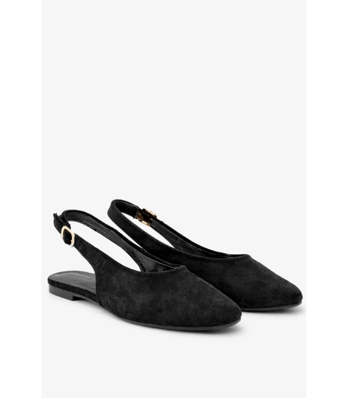 Μαύρο slingback με μυτερή γραμμή και χαμηλό τακούνι