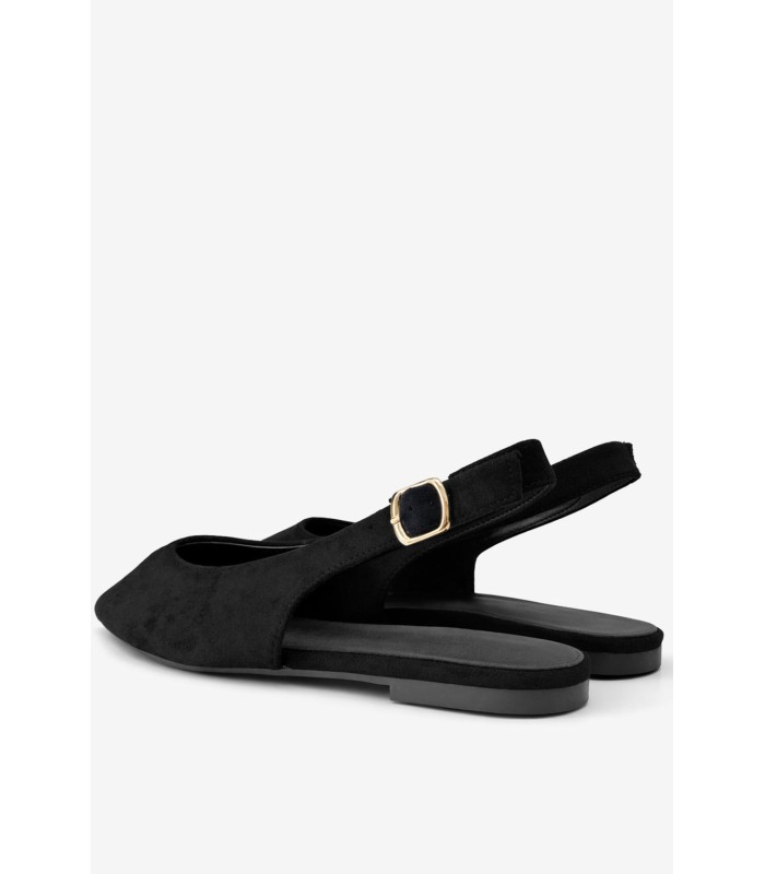 Μαύρο slingback με μυτερή γραμμή και χαμηλό τακούνι