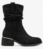 Μαύρα slouchy μποτάκια suede με χρυσή λεπτομέρεια