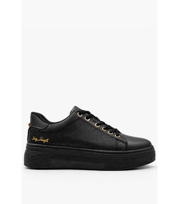 Μαύρο γυναικείο sneaker με χρυσές λεπτομέρειες