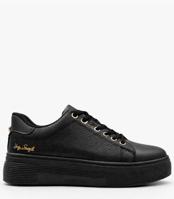 Μαύρο γυναικείο sneaker με χρυσές λεπτομέρειες