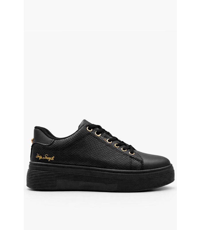Μαύρο γυναικείο sneaker με χρυσές λεπτομέρειες