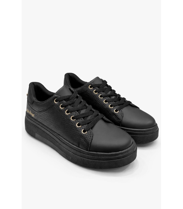 Μαύρο γυναικείο sneaker με χρυσές λεπτομέρειες