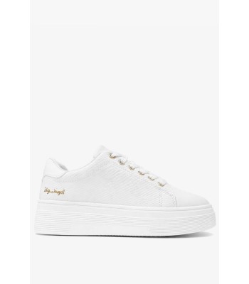 Λευκό γυναικείο sneaker με χρυσές λεπτομέρειες