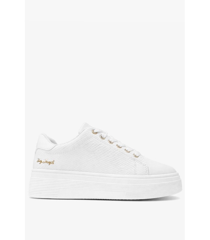 Λευκό γυναικείο sneaker με χρυσές λεπτομέρειες