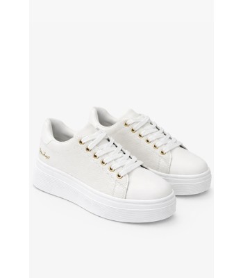 Λευκό γυναικείο sneaker με χρυσές λεπτομέρειες