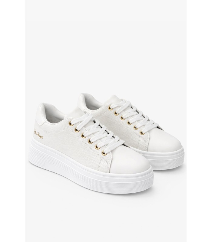 Λευκό γυναικείο sneaker με χρυσές λεπτομέρειες