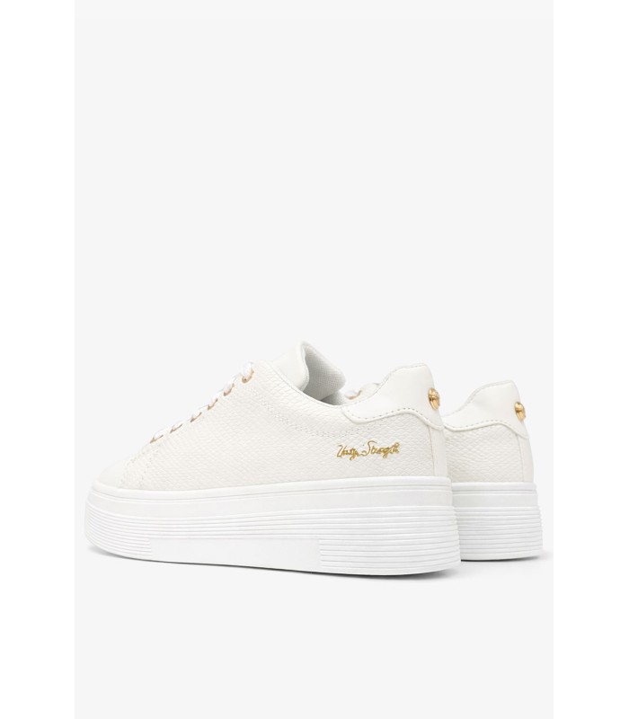Λευκό γυναικείο sneaker με χρυσές λεπτομέρειες