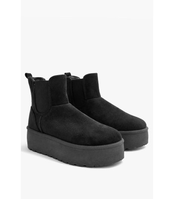 Μαύρο γούνινο μποτάκι suede
