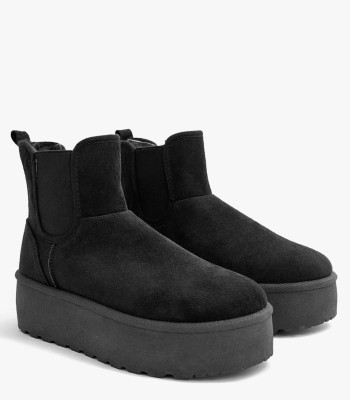 Μαύρο γούνινο μποτάκι suede