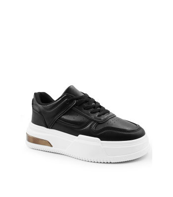 Γυναικείο sneaker σε μαύρο χρώμα με λευκή chunky σόλα