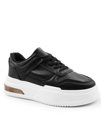 Γυναικείο sneaker σε μαύρο χρώμα με λευκή chunky σόλα
