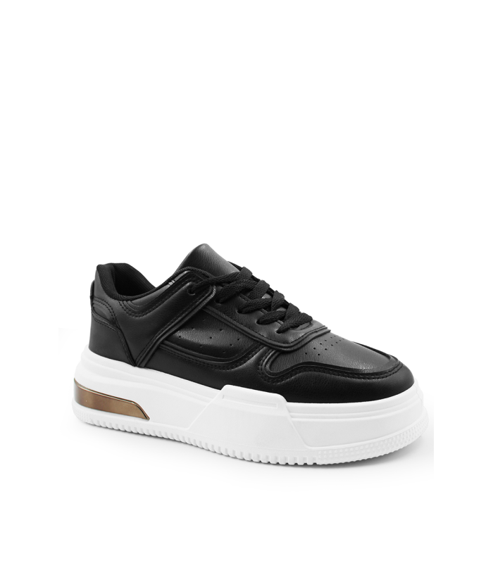 Γυναικείο sneaker σε μαύρο χρώμα με λευκή chunky σόλα