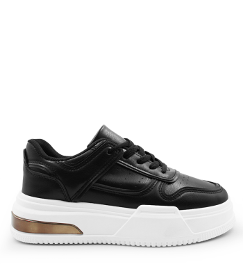 Γυναικείο sneaker σε μαύρο χρώμα με λευκή chunky σόλα