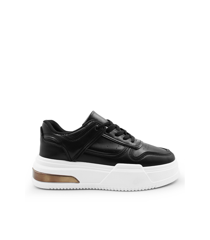 Γυναικείο sneaker σε μαύρο χρώμα με λευκή chunky σόλα