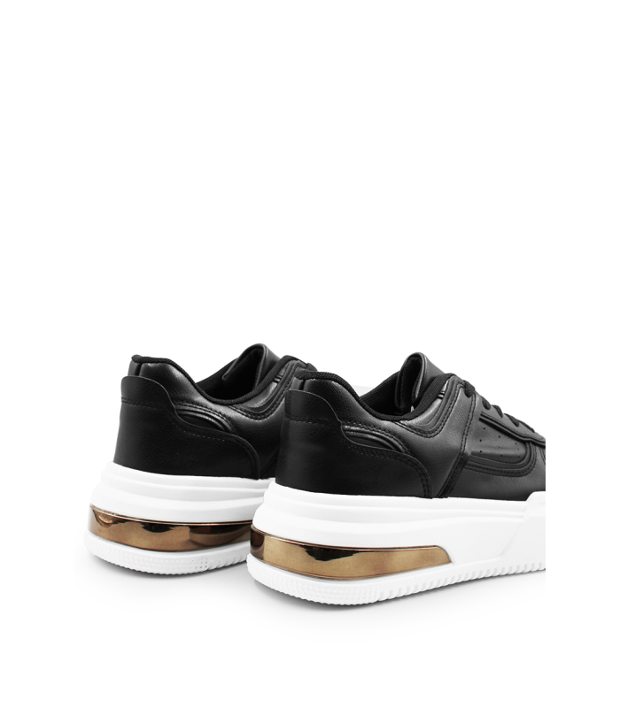 Γυναικείο sneaker σε μαύρο χρώμα με λευκή chunky σόλα