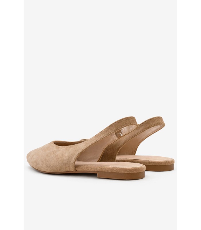 Μπεζ flat peep toe slingback 