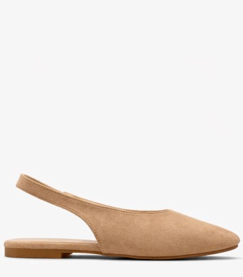 Μπεζ flat peep toe slingback 