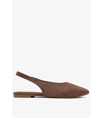 Καφέ flat peep toe slingback 