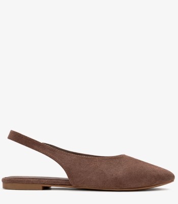 Καφέ flat peep toe slingback 