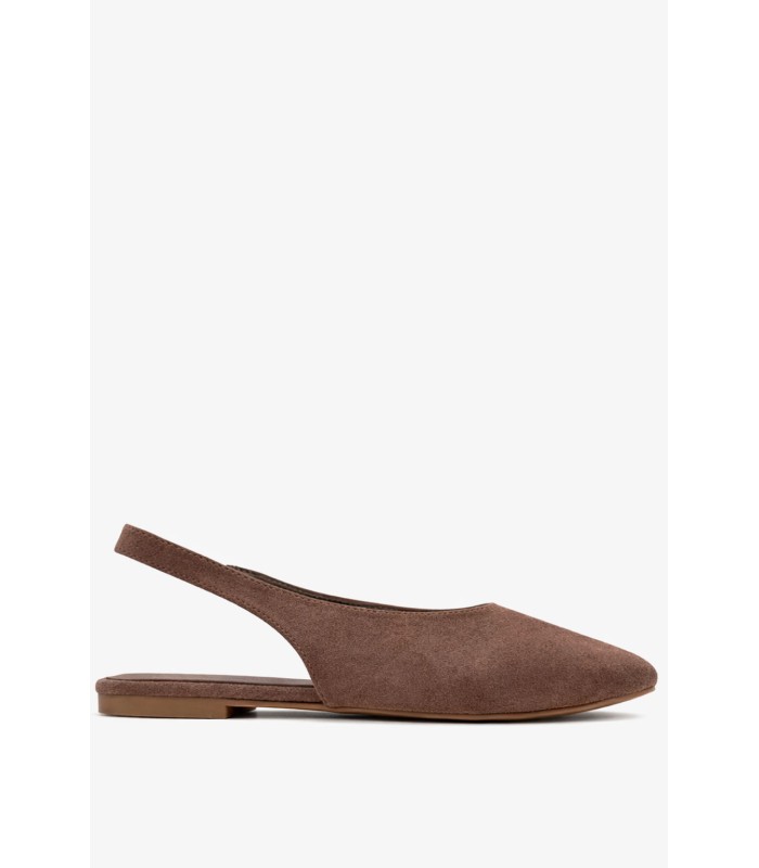 Καφέ flat peep toe slingback 
