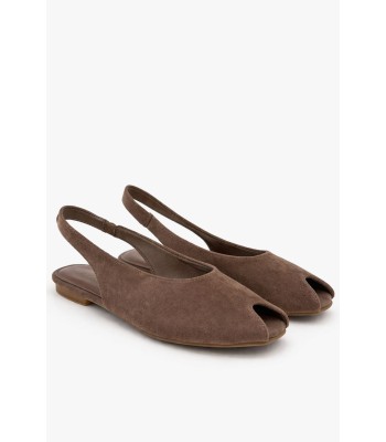Καφέ flat peep toe slingback 