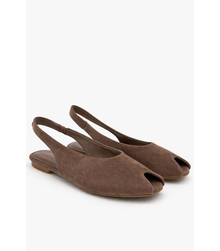 Καφέ flat peep toe slingback 