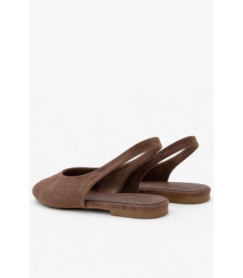 Καφέ flat peep toe slingback 