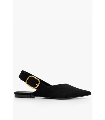 Μαύρο slingback μυτερό με αγκράφα