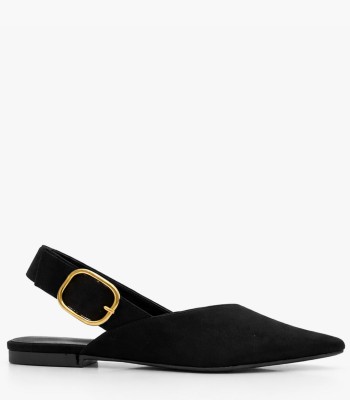 Μαύρο slingback μυτερό με αγκράφα