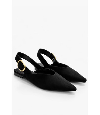 Μαύρο slingback μυτερό με αγκράφα