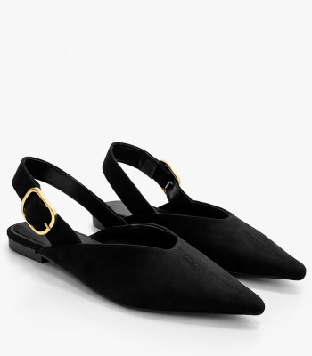 Μαύρο slingback μυτερό με αγκράφα