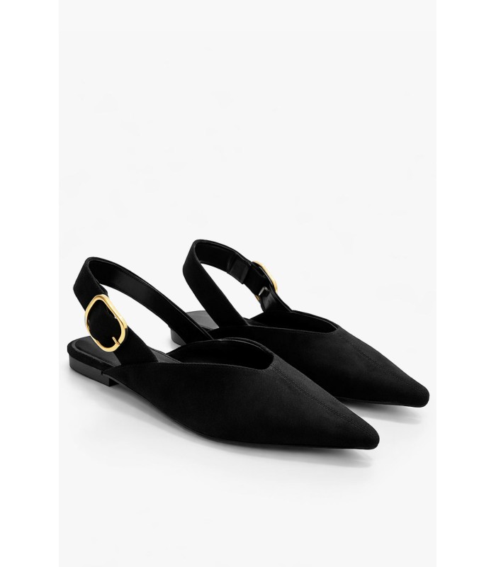 Μαύρο slingback μυτερό με αγκράφα