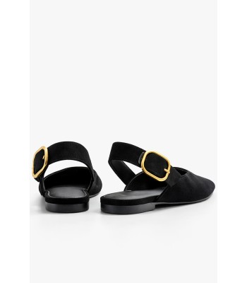 Μαύρο slingback μυτερό με αγκράφα
