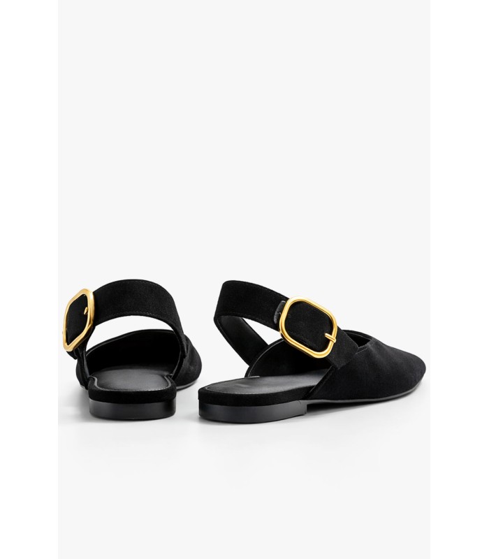 Μαύρο slingback μυτερό με αγκράφα