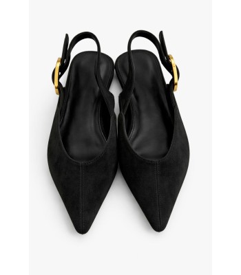 Μαύρο slingback μυτερό με αγκράφα