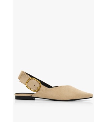 Μπεζ slingback μυτερό με αγκράφα