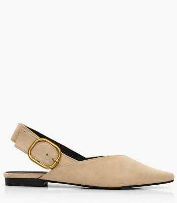 Μπεζ slingback μυτερό με αγκράφα