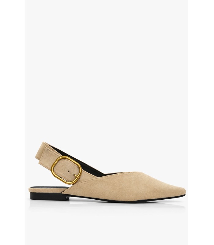Μπεζ slingback μυτερό με αγκράφα