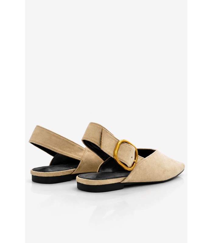 Μπεζ slingback μυτερό με αγκράφα