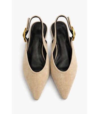 Μπεζ slingback μυτερό με αγκράφα