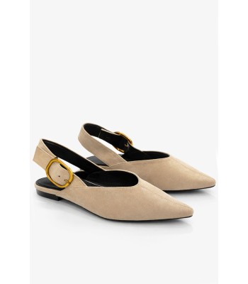 Μπεζ slingback μυτερό με αγκράφα