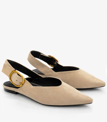 Μπεζ slingback μυτερό με αγκράφα