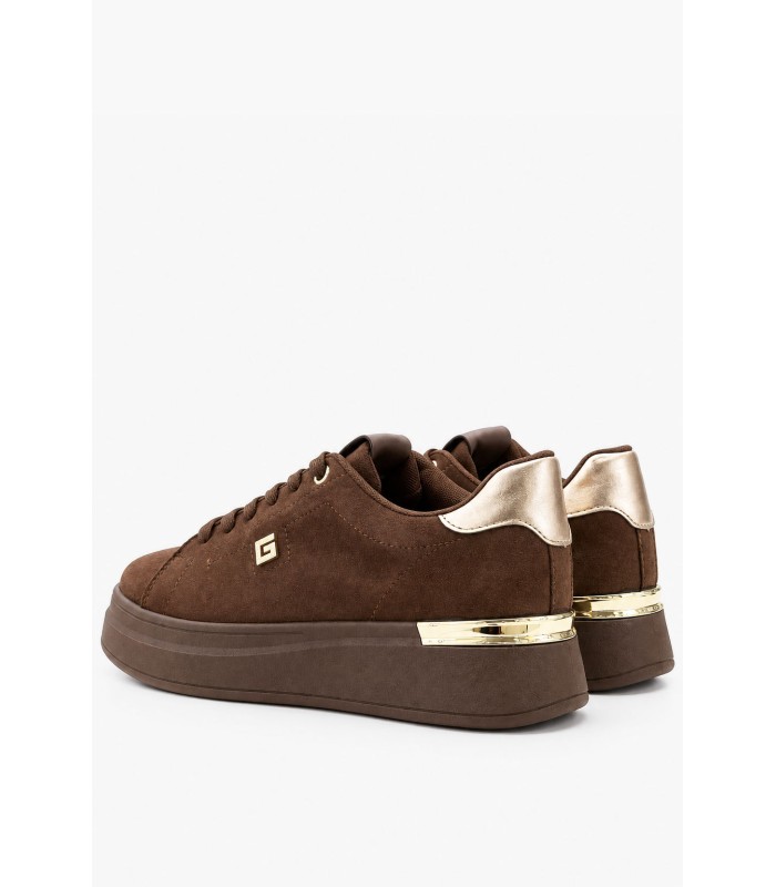 Καφέ sneakers με χρυσές λεπτομέρειες και χοντρή σόλα