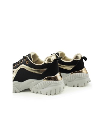 Γυναικείο chunky sneaker μαύρο με χρυσές λεπτομέρειες
