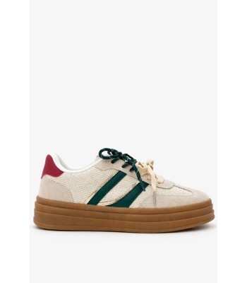Μπεζ sneaker με πράσινες λεπτομέρειες