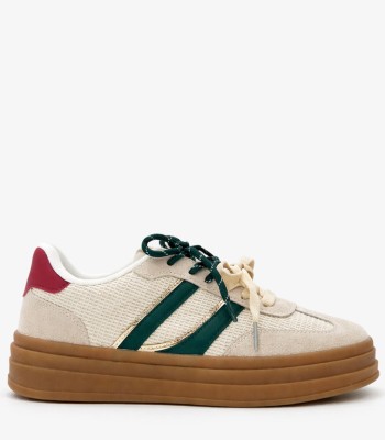 Μπεζ sneaker με πράσινες λεπτομέρειες