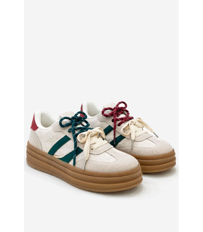 Μπεζ sneaker με πράσινες λεπτομέρειες