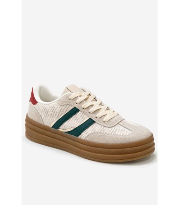 Μπεζ sneaker με πράσινες λεπτομέρειες
