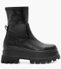 Μαύρα ankle boots με ελαστικό ύφασμα και chunky τρακτερωτή σόλα